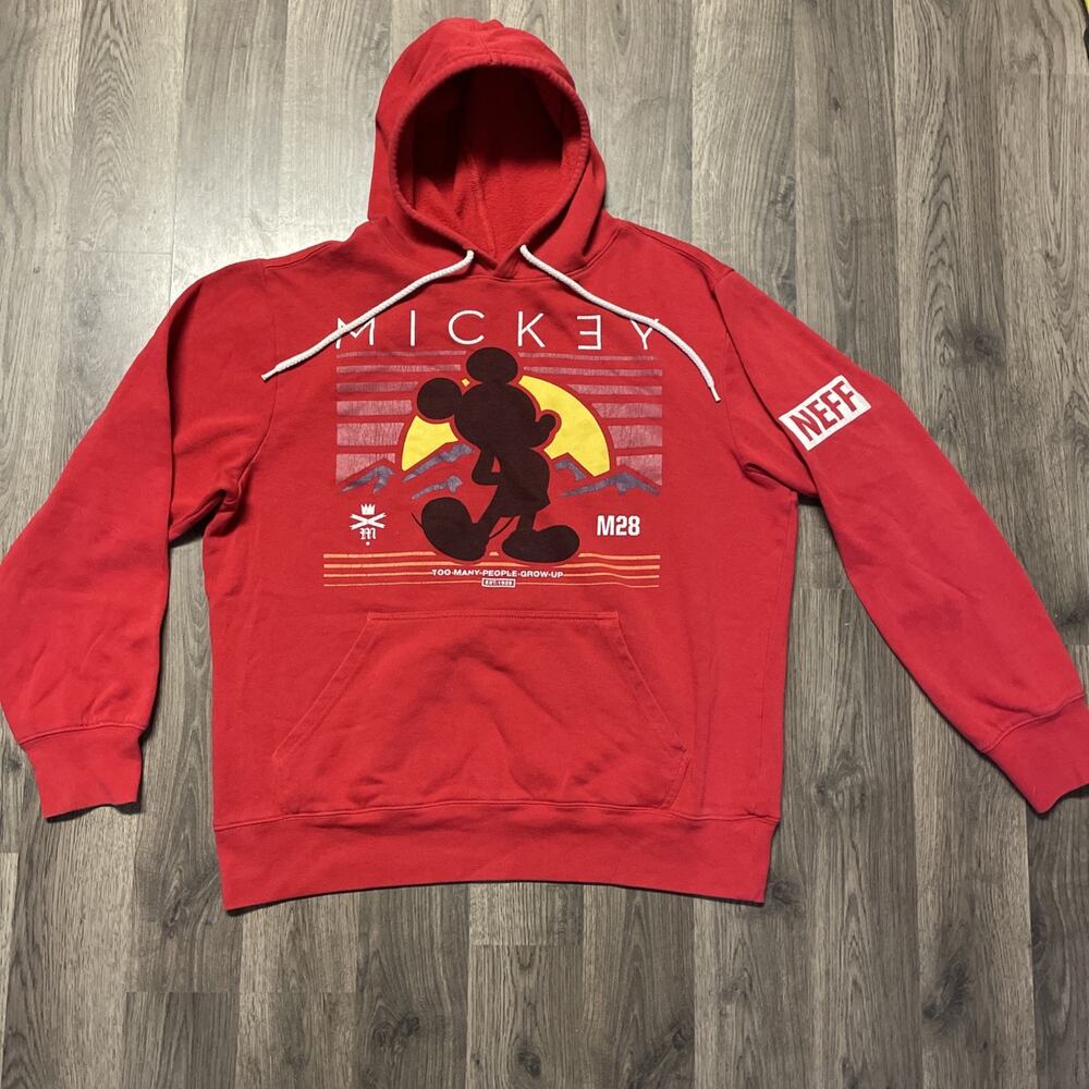 Disney Collection By Neff Mickey Mouse Hoodie Sweatshirt Mens Size Medium Red